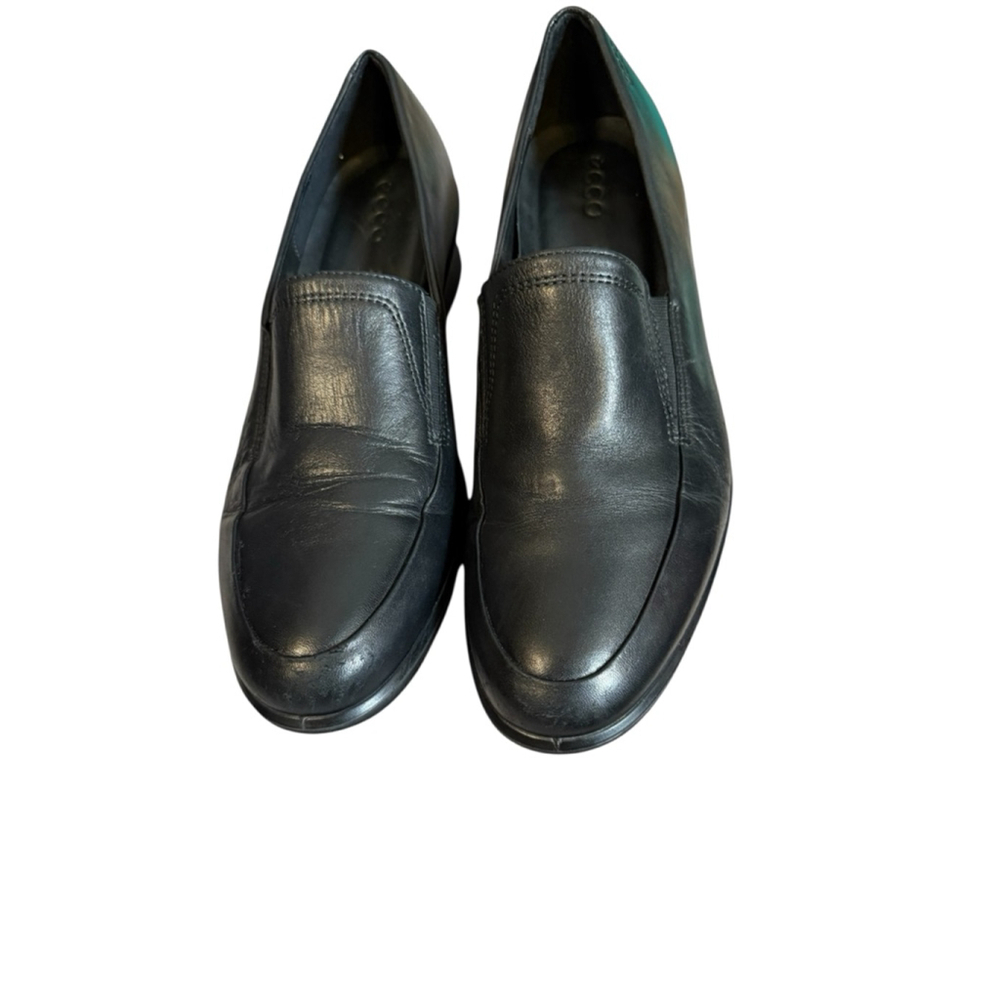 Ecco Black Leather Loafer Slip On Shoes Size 10 - Picture 7 of 10